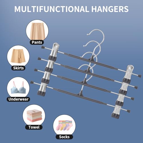 12 Inch Pants Hangers with Clips 20 Pack Skirt Hangers,Metal,Gray - color: Gray, size: 12Inch