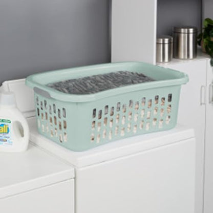 Sterilite HipHold Laundry Basket, Plastic Rectangle Clothes Hamper, 12 Pack - color: Mint, size: 1.5 Bushel (12 Pack)
