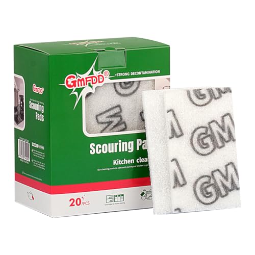 20 Pack Heavy Duty Green Scouring Pads, Bulk Non Scratch Scrubbing Pads for Household Cleaning, Kitchen, Dishes, Pots, Pans, Grill, Reusable, Multipurpose Scrubber Pads - color: White