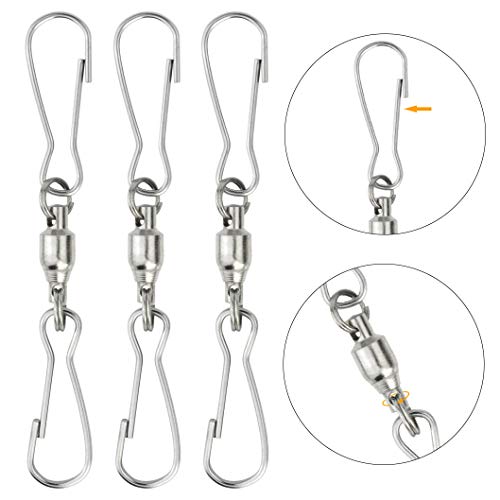 30 Pack Swivel Dual Clips, 2.76" Length Smooth Spinning Dual Clip Spiral Wind Spinner Hangers Twist Hanging Hooks for Windsocks, Plant, Flower, Bird Feeder, Kites, Lights, Flags, Lanterns, Party