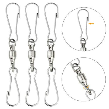 30 Pack Swivel Dual Clips, 2.76" Length Smooth Spinning Dual Clip Spiral Wind Spinner Hangers Twist Hanging Hooks for Windsocks, Plant, Flower, Bird Feeder, Kites, Lights, Flags, Lanterns, Party
