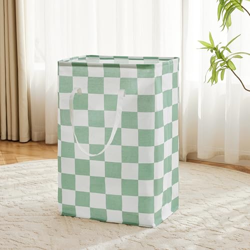 Ohocut Checkered Laundry Hamper, Pack of 2, Sage Green Aesthetic Cute Large Collapsible Cloth Hampers Basket for Storage Organization Cute Aesthetic, 2 x 75L - color: Green
