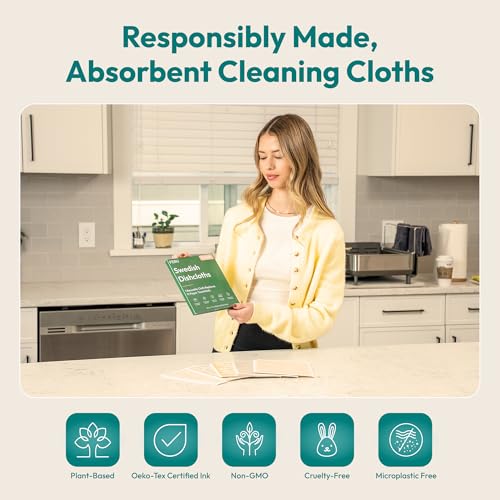 FEBU Swedish Dishcloths for Kitchen | 5 Pack Fresh Flowers Reusable Paper Towels Washable | Swedish Dish Towels | Non-Scratch Cellulose Sponge Cloths | No Odor, Biodegradable Cleaning Cloths - color: Fresh Flowers