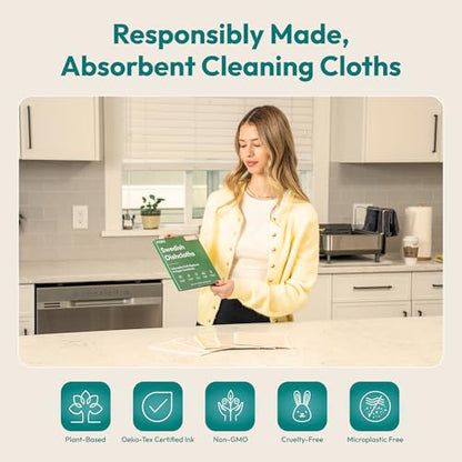 FEBU Swedish Dishcloths for Kitchen | 5 Pack Japanese Reusable Paper Towels Washable | Swedish Dish Towels | Non-Scratch Cellulose Sponge Cloths | No Odor, Biodegradable Cleaning Cloths - color: Japanese
