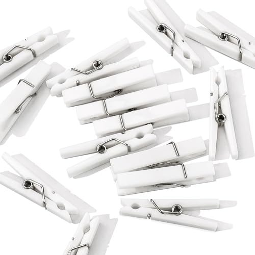 60Pcs Mini Clothespins for Baby Shower Games White Clothes Pins 1.4 Inch - color: White