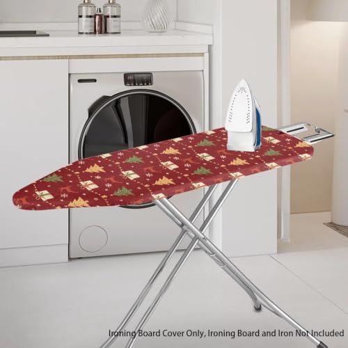 Christmas Tree Ironing Board Cover for Standard Size Washable Thick Padding with Elastic Edge Fasteners Scorch and Stain Resistant Iron Pad Covers - color: Christmas Tree - Red