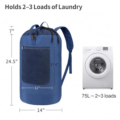 F-color Laundry Backpack for College, 75L Laundry Bag, Dark Blue - color: Dark Blue, size: Standard Series (75L)