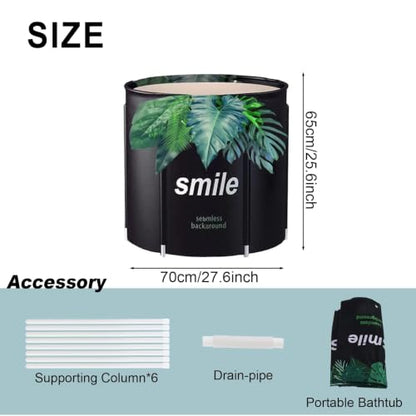 Portable Foldable Bathtub, Collapsible Adult Travel Bath Tub for Camping, Home & Spa, Space-Saving Storage, Durable PVC Material (Leaf, 27inch) - color: Leaf