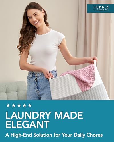 Huddle XXXXL WASHABLE Jumbo 125L Blanket Basket for Living Room, Toys, Baby - color: Grey and White, size: Jumbo