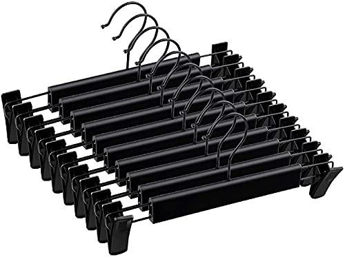 Pants Hangers with Clips, Skirt Hangers, 10 Pack, Black - color: Black, size: 10Pack