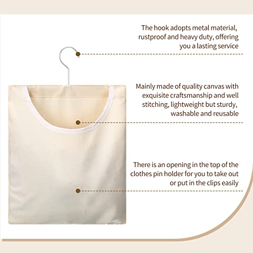 Eccliy 2 Pcs Canvas Clothes Pin Bag, Clothespin Holder Outdoor