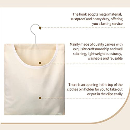 Eccliy 2 Pcs Canvas Clothes Pin Bag, Clothespin Holder Outdoor