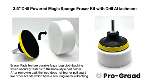 3.5” Drill Powered Magic Sponge Eraser 6 Pieces Kit with Drill Attachment - size: Round 3.5" x 1.25" Kit