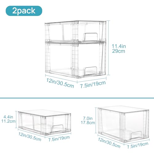 Vtopmart Clear Stackable Storage Drawers, 8 Pack Medium Set - style: 6 Medium+2 Small