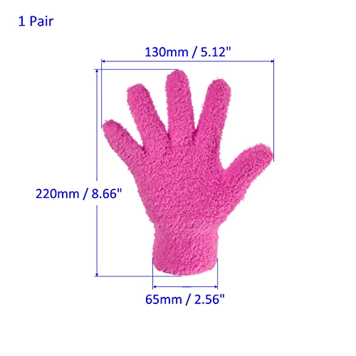 M METERXITY Dust Removal Gloves - Household Cleaning Mitts Soft & Durable, Apply to Kitchen/Garden/Room - color: Rose Red