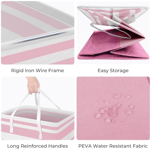 HomeHacks 2 Pack Large Laundry Baskets, Laundry Hampers Bags (Pink 88Lx2) - color: Pink, size: 88L