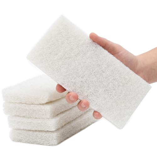 KLEEN HANDLER Light Duty Cleaning Scrub Pad, White, Pack 5, 10 x 4.6 in - color: White, size: Pack of 5