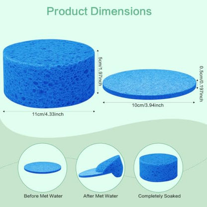 3-Pack Large Sponge, Kitchen Sponges, Handy Sponges, Cellulose Sponges, Dish Washing Sponge, Natural Sponge, Car Washing Sponge, Eco Friendly Sponge (Round, 4" X 4" X 2"), Blue - color: B-blue