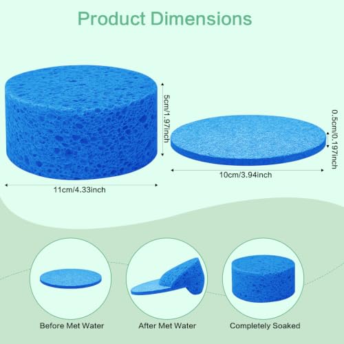3-Pack Large Sponge, Kitchen Sponges, Handy Sponges, Cellulose Sponges, Dish Washing Sponge, Natural Sponge, Car Washing Sponge, Eco Friendly Sponge (Round, 4" X 4" X 2"), Blue - color: B-blue