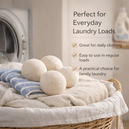 Wool Dryer Balls 18 Pack, 100% New Zealand Wool, Reusable Dryer Balls for Laundry, Natural Fabric Softener, Helps Reduce Drying Time, Wrinkles & Static Cling, 2.6 Inch - size: New Packaging 2.6 Inch (Pack of 18)