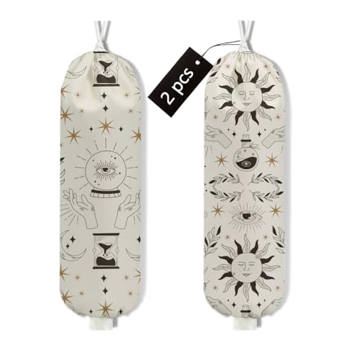 2Pcs Witch Tarot Plastic Bag Holder, Wall Mount Grocery Bag Holder - color: multicolour 1317