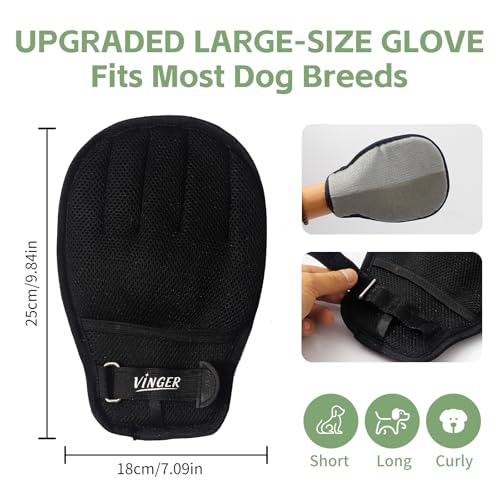 VINGER Pet Hair Removal Glove for Cats & Dogs, Electrostatic Pet Hair Gloves with Adjustable Wristband, Five-Finger Magic Brush Remover Tool for Laundry, Carpet, Couch, Car Seats & Clothing (Black) - color: Midnight Black