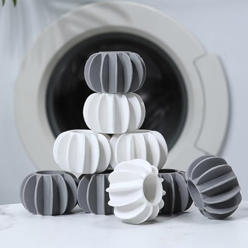 10Pcs Reusable Laundry Balls Scrubbing Balls Gray White Silicone Dryer Balls Washing Machine Ball Fabric Softener Alternative for Clothes Deep Cleaning Anti-Winding