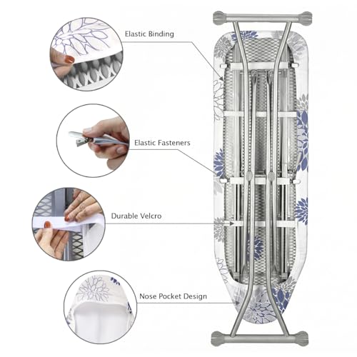 SheeChung Ironing Board Cover and Pad 18"x49",Wide Ironing Board Cover - color: Dahlia, size: 49"L x 18"W