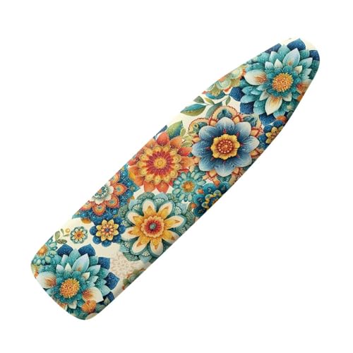Boho Dahlia Ironing Board Cover Extra Wide Table Top Ironing Board Cover Western Flowers Home Decor Heavy Duty Padded Iron Board Covers with Elastic Edge - color: Boho Dahlia