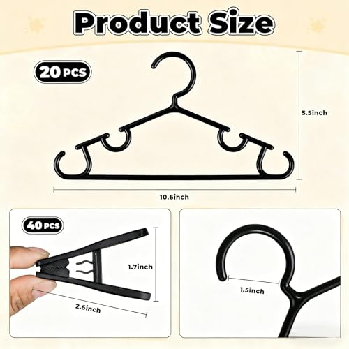 Nursery Baby Hangers with Clips - color: Black