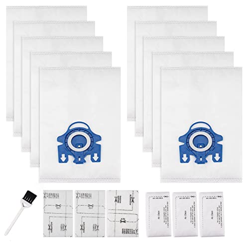 Improvedhand 10 Packs 3D Airclean Bags Replacement for Miele GN Vacuum Cleaner Bags Fit for Miele Classic C2 C3 S2 S5 S8 S400 Series with Motor Protection Filters, AirClean Filters - size: 10 Pcs