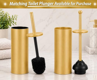 Deep & Sturdy Toilet Bowl Brush with Holder - Durable Scrubbing - Toilet Cleaners - Household Essentials - Bathroom Cleaner - Cleaning Supplies - Household Supplies, Matte Gold - color: Matte Gold