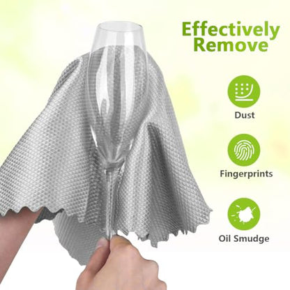 HOMEXCEL Glass Cleaning Cloths 6 PK, Lint Free Towel for Windows, Grey - color: Grey