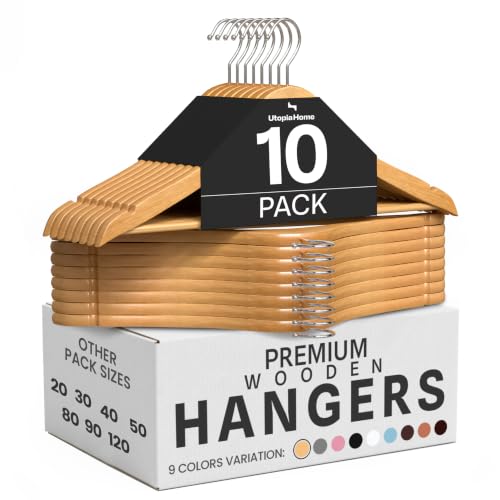 Utopia Home Wooden Hangers 10 Pack – Slim Suit Hangers Natural - color: Natural, size: Pack of 10