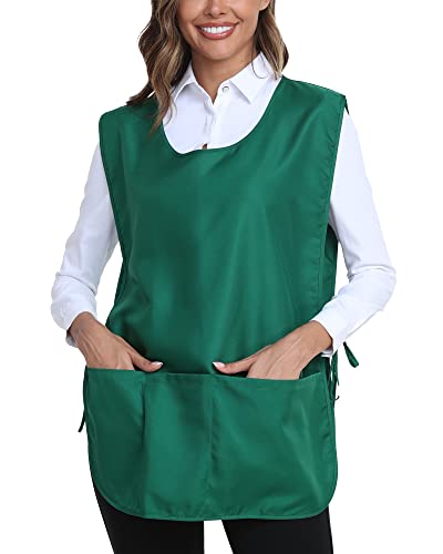 Xeoxarel Unisex Cobbler Apron with 3 Deep Pockets, Smock Vest Apron - color: 1 Pack - Green