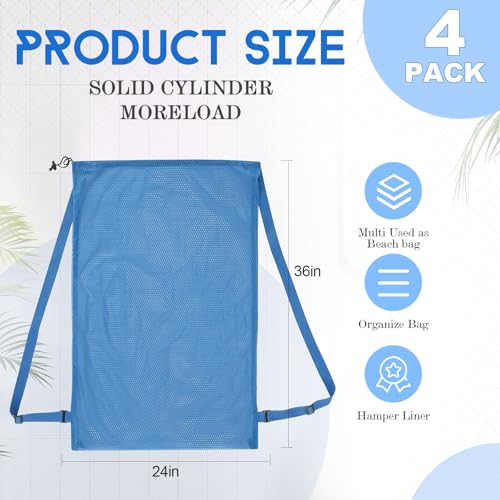 4 Pcs Large Mesh Laundry Bag with Adjustable Drawstring Closure 24 x 36 Inches Travel Laundry Bags for Dirty Clothes Machine Travel Washable College Dorm Sports(Colorful) - color: Colorful