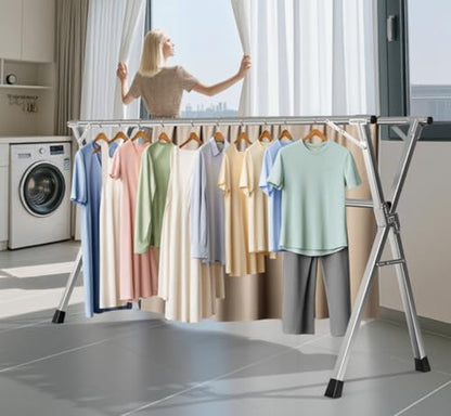 Folding Stainless Steel Laundry Drying Rack 95 Inches - size: 95''