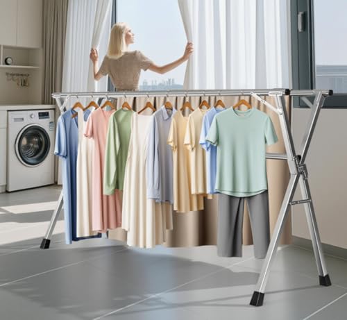 Folding Stainless Steel Laundry Drying Rack 63 Inches - size: 63''