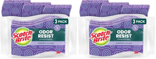 Scotch-Brite Scrub Dots Non-Scratch Scrub Sponge, Rinses Clean, for Washing Dishes and Cleaning Kitchen, 3 Scrub Sponges (Pack of 2) - size: 3 Sponges (Pack of 2)