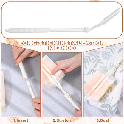 2Pcs Replacement Handles Compatible with Swiffer Duster Refill, Duster Extendable Handle, Adjustable Length Handles Only (Telescopic Handle + Short Handle