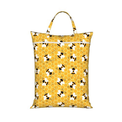Yellow Cute Bee Cartoon Travel Laundry Bags Cloth Diaper Wet Bags Handle Washable Dirty Clothes Bags Wet Dry Bag Suitcase Gym Swimming Pool College Dorm Wet Bag - color: 1 PC1, size: One Size