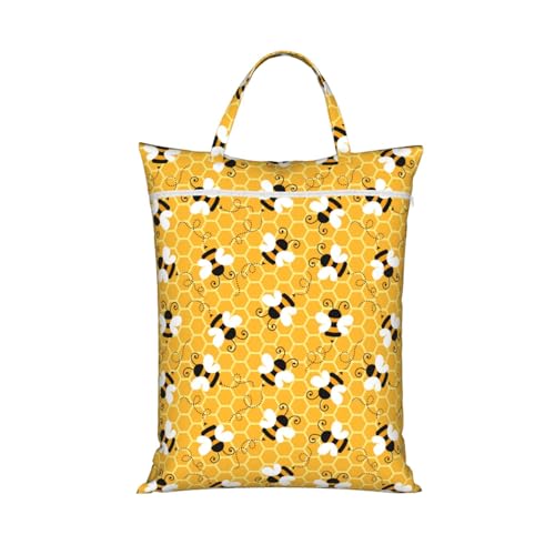 Yellow Cute Bee Cartoon Travel Laundry Bags Cloth Diaper Wet Bags Handle Washable Dirty Clothes Bags Wet Dry Bag Suitcase Gym Swimming Pool College Dorm Wet Bag - color: 1 PC1, size: One Size
