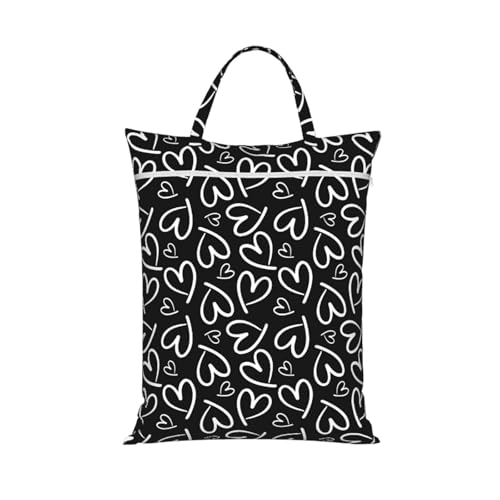 Heart White Travel Laundry Bags Cloth Diaper Wet Bags Handle Washable Dirty Clothes Bags Wet Dry Bag Suitcase Gym Swimming Pool College Dorm Wet Bag - color: 1 PC27, size: One Size