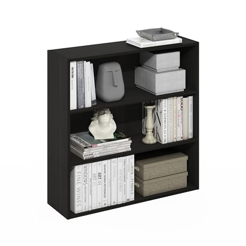 Furinno PASIR Book Shelf, 3-Tier Bookshelf with Open Storage Shelf, Standing Bookcase, 9.3 x 31.3 x 31.5, Easy Assembly, for Living Room, Bedroom, Home Office, Espresso - color: Espresso, size: 9.3 (D) x 31.3 (W) x 31.5 (H) inches