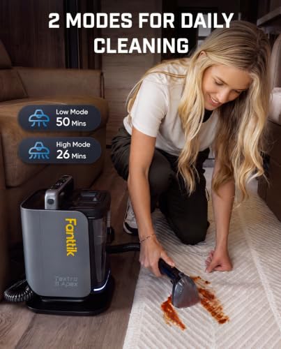 Fanttik Textra 11 Apex Cordless Carpet and Upholstery Cleaner, Self-Cleaning Tool, 150W Brushless Motor, 2 Cleaning Modes, Light-Duty Portable Spot Cleaner for Car, RV Interiors, Sofas, Area Rugs