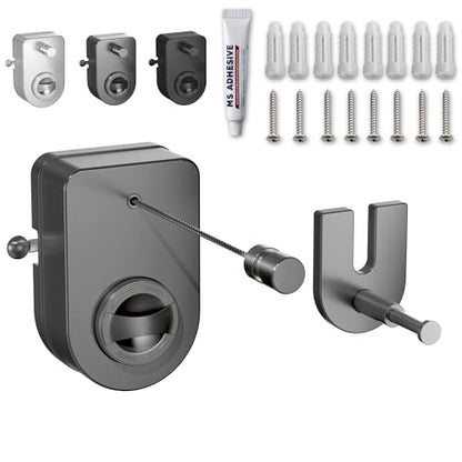 Retractable Clothesline Indoor, Non-Sagging Outdoor Clothes Line Retracting Heavy Duty Clothes Drying Laundry Line Wall Mounted Stainless Steel Line-15.8 Feets (Grey) - color: Gray