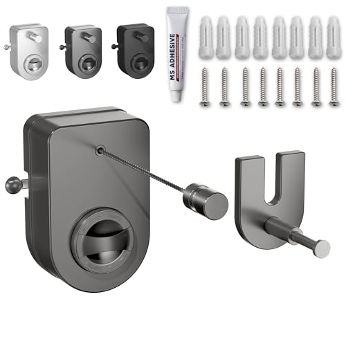 Retractable Clothesline Indoor, Non-Sagging Outdoor Clothes Line Retracting Heavy Duty Clothes Drying Laundry Line Wall Mounted Stainless Steel Line-15.8 Feets (Grey) - color: Gray
