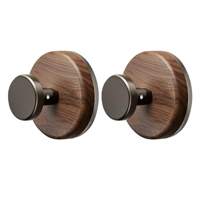 Strong Vacuum Suction Cup Hooks, Reusable Flip the Lock Lever Wall Hooks, Waterproof Removable Silver Hooks for Bathroom Kitchen Home Bedroom Wardrobe,2-Pack,Walnut+Black (BXP-6247-8-2) - style: BXP-6247-8-2