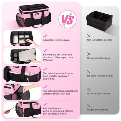 JKAOO Large Wearable Cleaning Caddy Bag with Handles, Pink - color: Pink