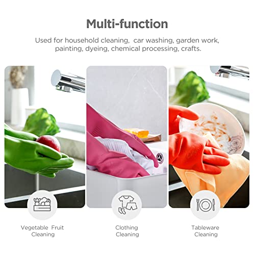 Rubber dishwashing gloves 3 or 6 Pairs for kitchen,Cleaning washing dish gloves long for household reuseable durable. - color: Multicolor, size: Medium(Pack of 6)